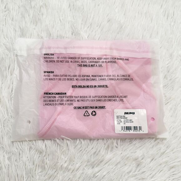 BNWT Women SKIMS Cotton Rib Mid Rise Brief in Bubblegum Size 2X - Picture 6 of 7